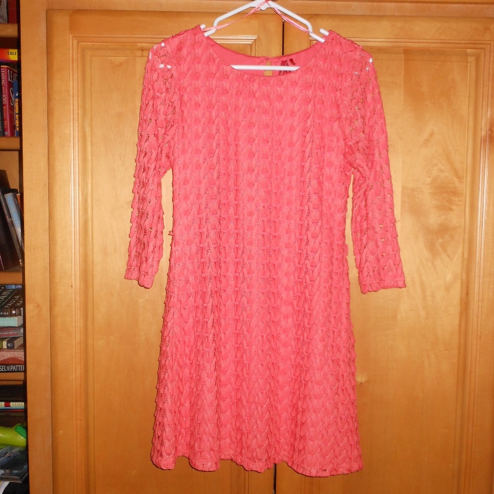 Red Camel Coral Lace Dress